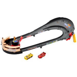 Disney And Pixar Cars Nascar Lane Change Race Playset With 2 Toy Vehicles. Includes Lightning Mcqueen