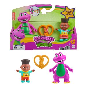 Fisher-Price Barney's World Barney's Friend David & Barney Figure Set For Kids. 3 Toys