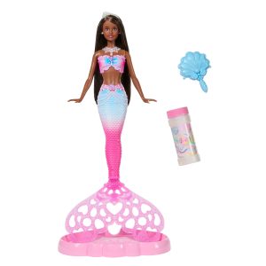 Barbie Bubble Sparkle Mermaid Doll With Bubble-Making Feature. Includes Bubble Solution & Hairbrush