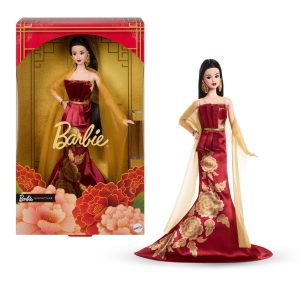 Barbie Signature Lunar New Year Fashion Doll. Red Dress With Golden Peonies. Collectible Holiday Gift