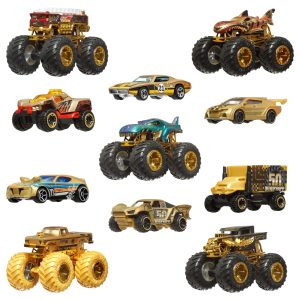 Hot Wheels Monster Trucks Trophy Champions Collection. 5 1:64 Scale Toy Trucks & 6 Die-Cast Cars
