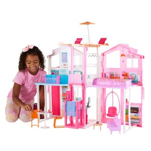 Barbie 3-Story Townhouse Dollhouse With Elevator. Swing Chair. Furniture And Accessories