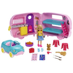 Barbie Toys. Camper Playset With Chelsea Doll. Toy Car And Accessories