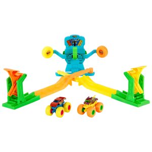 Hot Wheels-Coffret Neon Crashin' Slamway-2 Véhicules. 2 Modes de Jeu