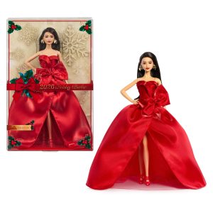 Barbie Signature 2026 Holiday Barbie Fashion Doll. Seasonal Collector. Dark Brown Hair With Red Gown With Bow Detail