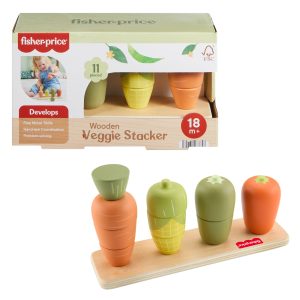 Fisher-Price Tiny Garden Wooden Veggie Stacker Toddler Activity Toy. 11 Wood Pieces