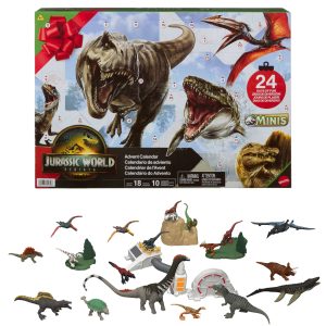 Jurassic World Rebirth Advent Calendar With 24 Days Of Dinosaur Related Toy Surprises. 18 Dinos