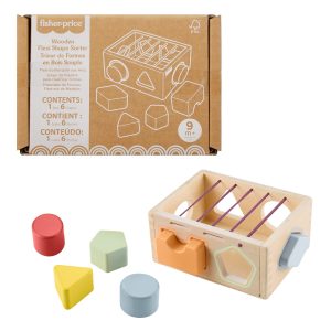 Fisher-Price Wood Flexi Shape Sorter. 7-Piece Wooden Baby & Toddler Activity Toy