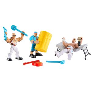 WWE Knuckle Crunchers Action Figures 3-Pack With 8 Accessories. Bone-Crunching Movement