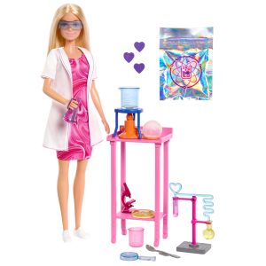 Barbie Scientist Doll And Accessories With Blonde Fashion Doll. Lab Table. & Color-Change Accessories