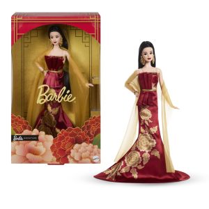 Barbie Signature Lunar New Year Fashion Doll. Red Dress With Golden Peonies. Collectible Holiday Gift