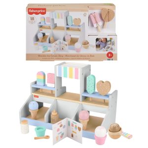 Fisher-Price Wooden Ice Cream Shop Set For Preschool Pretend Play. 18 Wood Pieces
