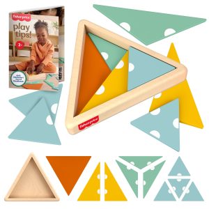 Fisher-Price Montessori Wooden Triangle Puzzle. Preschool Learning Toy. 10 Wood Pieces