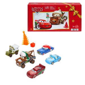 Disney And Pixar Cars Winter Die-Cast Multipack. Set Of 5 Toy Vehicles & 2 Plastic Accessories