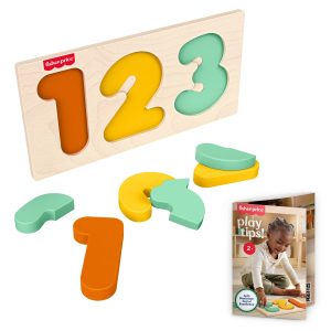 Fisher-Price Montessori Wooden 1-2-3 Puzzle. Toddler Learning Toy. 7 Wood Pieces