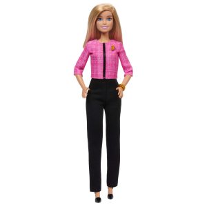 Barbie Future Leader Doll. Blonde. Wearing Outfit With 2 Golden Bracelets & Pin