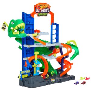 Hot Wheels City Ultimate T-Rex Garage With 2 Toy Cars & Storage For 50+. Race & Stunt. Dino Nemesis