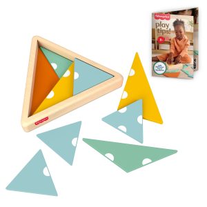 Fisher-Price Montessori Wooden Triangle Puzzle. Preschool Learning Toy. 10 Wood Pieces