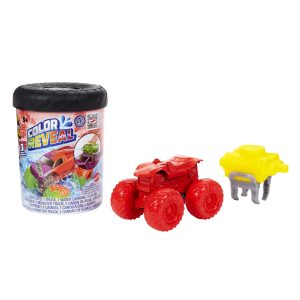 Hot Wheels Monster Trucks Color Reveal Truck. 1:64 Scale Color- Shifting Toy Truck With 2 Cups. Lid & Crushed Car Water Blaster