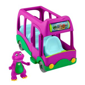 Fisher-Price Barney's World Adventure Bus Push-Along Toy & Barney Figure For Kids. 2 Pieces