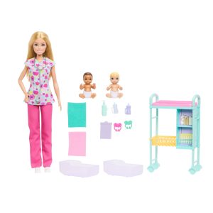 Barbie Careers Baby Doctor Playset With Blonde Fashion Doll. 2 Baby Dolls. Exam Table & Accessories