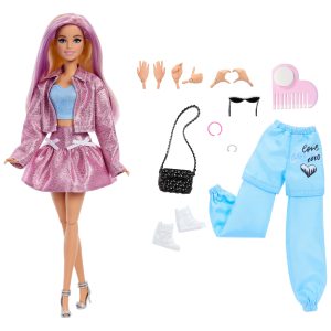 Barbie Deluxe Style Doll With 4 Fashions. 4 Accessories. 4 Interchangeable Hands & Color Change Hair