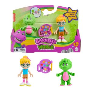 Fisher-Price Barney's World Barney's Friend Vivie & Baby Bop Figure Set For Kids. 3 Toys