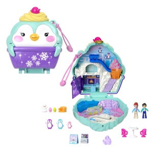Polly Pocket Dolls And Playset. Travel Toys. Snow Sweet Penguin Compact