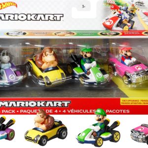 Hot Wheels Mario Kart Vehículo de Juguete paquete sorpresa de 4 autos