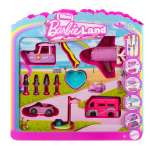 Barbie Mini Barbieland 4-Pack Doll & Vehicle Set. 4 1.5-Inch Dolls &  4 Iconic Toy Vehicles