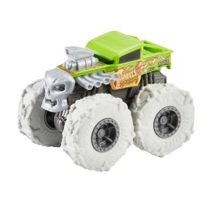 Hot Wheels Monster Trucks Veículo de Brinquedo 1:43 Pneus Para Todo Terreno Bone Shaker Flaming Skull