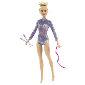 Barbie Rhythmic Gymnast Blonde Doll (12-In/30.40-Cm). Leotard & Accessories