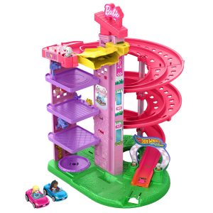 Hot Wheels Racerverse Barbie Spiral Race Track Set With Barbie Malibu & Barbie Brooklyn Toy Cars