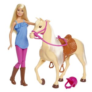 Barbie Doll & Horse Playset. Blonde Hair With Riding Accessories