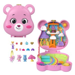 Polly Pocket X Care Bears Dolls & Playset With Toy Car And Themed Accessories. Compact Travel Toy