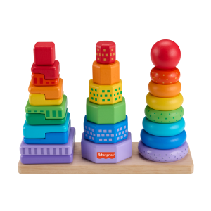 Fisher-Price Wooden Stacking Shape Sorter Toddler Fine Motor Toy. 26 Pieces