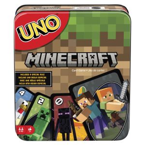 UNO Card Game. Gifts For Kids. Minecraft Themed. Storage Tin Box