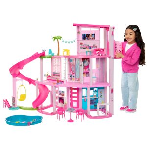 Barbie Dreamhouse. Pool Party Doll House With 75+ Pieces And 3-Story Slide. Barbie House Playset. Pet Elevator And Puppy Play Areas