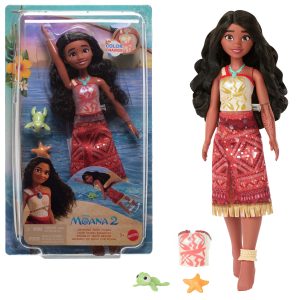 Disney Moana 2 Toys. Swimming Tautai Moana Fashion Doll With 2 Accessories & Color-Change Bodice
