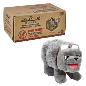Minecraft Dennis The Wolf interactive Plush Toy With Sounds & Moving Mouth. inspired By The Movie