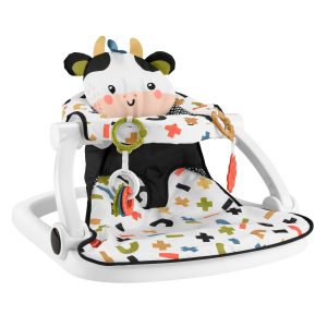 Fisher-Price Sit-Me-Up Floor Seat. Portable Baby Chair & 2 Developmental Newborn Toys. Cute Cow