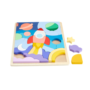 Fisher-Price Wooden Space Blocks Puzzle For Preschool Kids. 42 Wood Pieces
