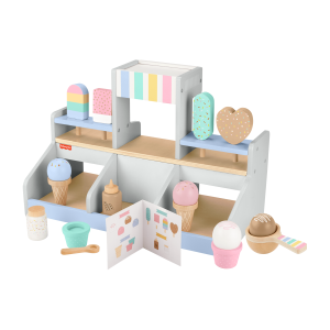 Fisher-Price Wooden Ice Cream Shop Set For Preschool Pretend Play. 18 Wood Pieces