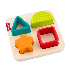 Fisher-Price Wooden Silicone Puzzle. Shape-Sorter Developmental Toy For Baby. 5 Pieces