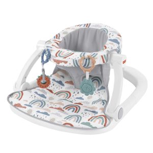Fisher-Price Sit-Me-Up Floor Seat Portable Baby Chair With Toys. Rainbow Showers