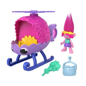 Imaginext Dreamworks Trolls Poppy Figure And Toy Helicopter For Preschool Pretend Play. 4 Pieces