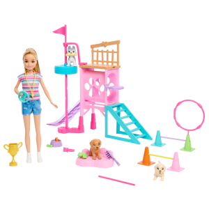 Barbie And Stacie To The Rescue Puppy Playground Playset With Doll. 3 Pet Dog Figures & Accessories
