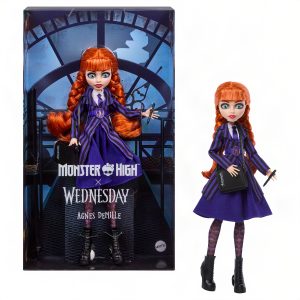 Monster High X Mercredi Poupée Agnes demille Uniforme Violet