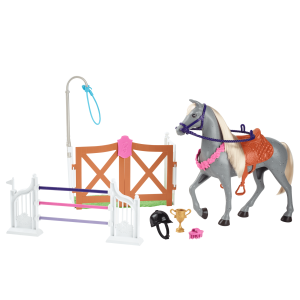 Barbie World Horse Stable Playset With Toy Horse. Jump. & Accessories. 7-Piece Set