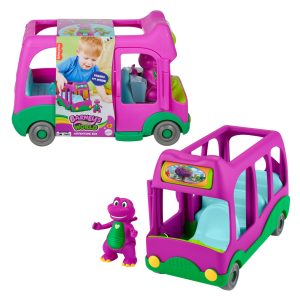 Fisher-Price Barney's World Adventure Bus Push-Along Toy & Barney Figure For Kids. 2 Pieces